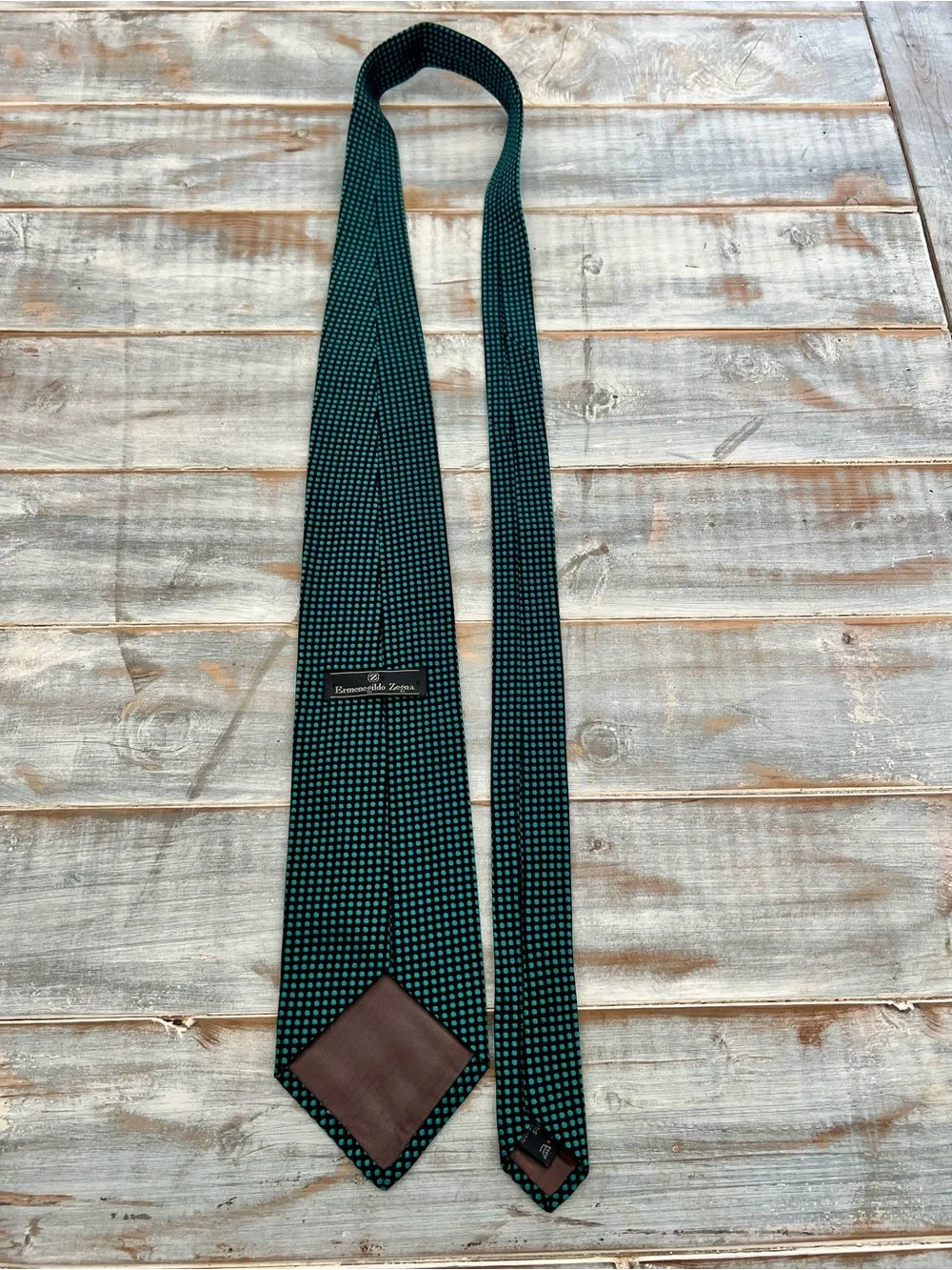 Ermenegildo Zegna Teal Polka Dot Silk Tie